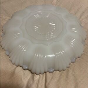 Anchor Hocking 1950’s Fire King White MilkGlass Devilled Egg Plate 22k Gold Edge